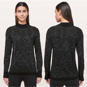 Lululemon Soft Shine Sweater Sz 12 Black Metallic Mock Neck Cashmere Blend READ